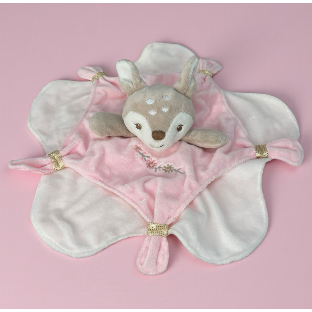 Mary Meyer Lovey Itsy Glitzy Fawn Deer Plush Pink Security Blanket 13in Baby Toy
